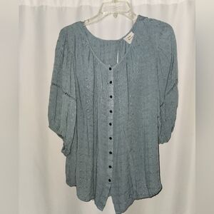 Knox Rose Blue Button-Down Blouse